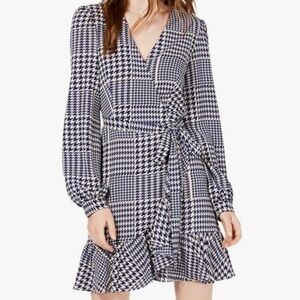 Leyden Womens Ruffled Wrap Dress Blue Suze L